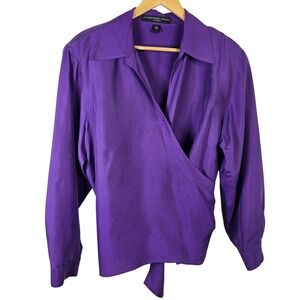 Josephine Chaus Women's Purple 100% Silk Wrap Blouse Size‎ 20